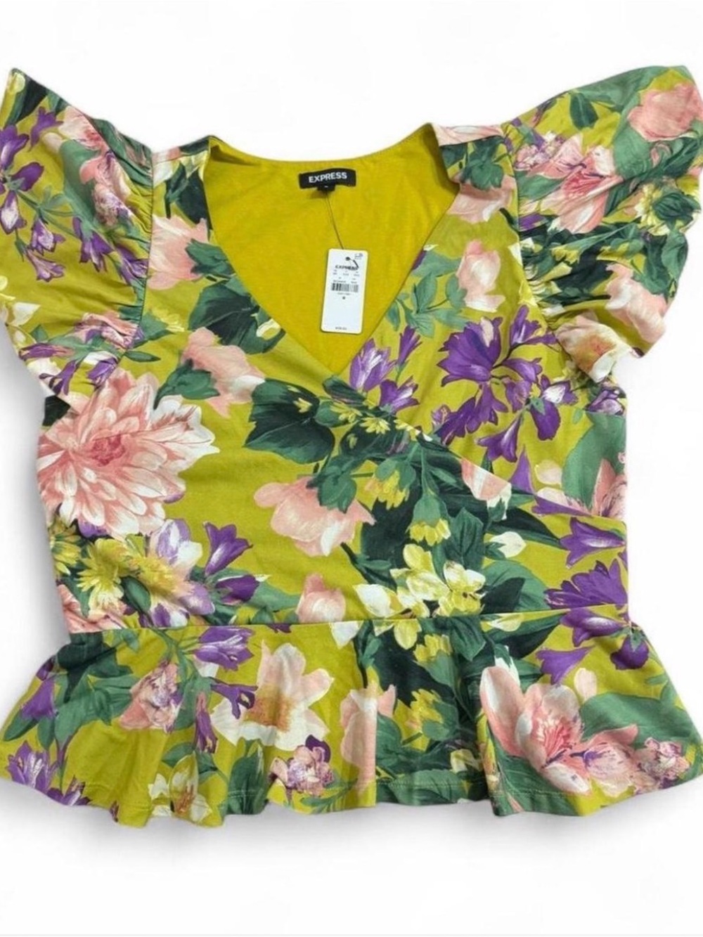Express floral peplum blouse with v-neck